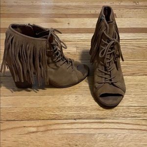 Steve Madden Fringe Peep Toe Booties
